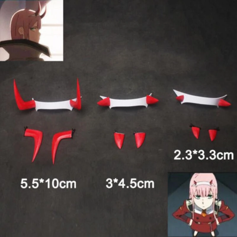 

DARLING In The FRANXX Zero Two Code: 002 Hair Clip Cosplay Headwear PVC Horn Headband Hairband Prop