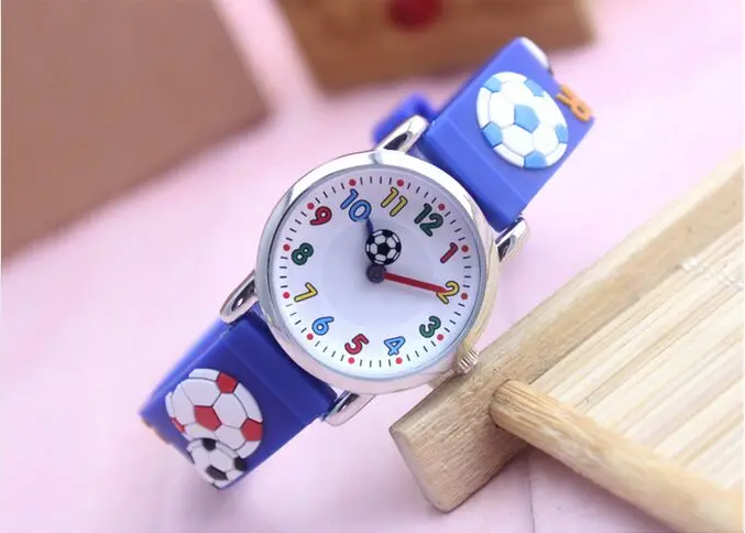 Уиллис 3D Футбол часы каучуковый ремешок кварцевые часы Элитный бренд Водонепроницаемый детей qlastic Часы часы ребенок часы