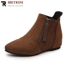 RIBETRINI/женские короткие ботильоны с острым носком на каблуке 5 см; Демисезонная женская обувь на молнии; новые ботинки; обувь