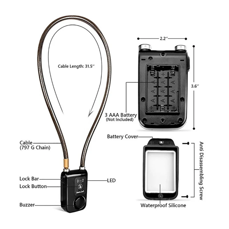 Велосипедный Умный Замок для Bluetooth, умный замок, приложение для управления, автоматическая сигнализация, анти-вор, замок для безопасности, для IOS, для Android