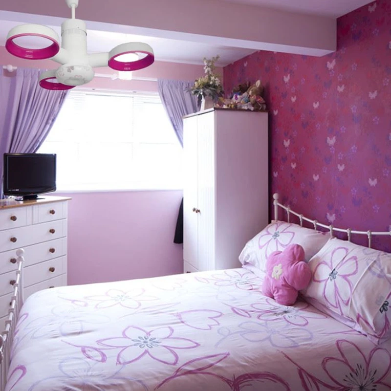 Wongshi Blue Pink Modern High Tech Bladless Ceiling Fans