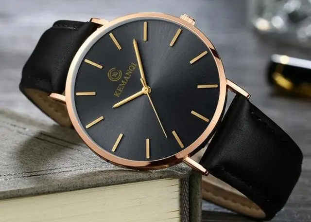 gold rim black leath Самые тонкие часы Лидер продаж модные цифровые часы спортивные часы для мужчин светодиодный мужские часы saat erkek kol saati relogio masculino - Цвет: gold rim black leath