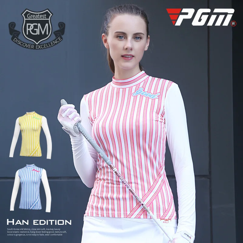 2018 PGM гольф футболка женская с длинным рукавом топы Летняя футболка дышащая вертикальная полоса Гольф Рубашка Размер S-XL