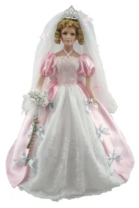 Кукла фарфоровая музыкальная шкатулка Домашняя Коллекция свадебное платье фарфоровая свадебная для подарков или украшения 20 дюймов(около 50 см - Цвет: Розовый