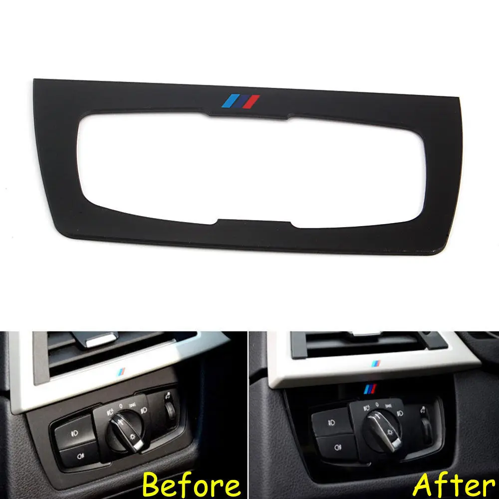 

2x ABS/Carbon Fiber Car Headlight Head Light Switch Button Frame Trim Sticker For BMW 3 series F30 316i 320i 328i 2013 2014 2015