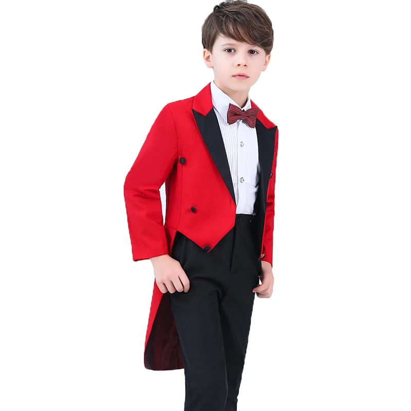 Boys Formal Dress Tuxedo Piano Performance costume enfant garcon mariage Wedding Party Suits Blazer + Shirt + Pant Tie 4Pcs