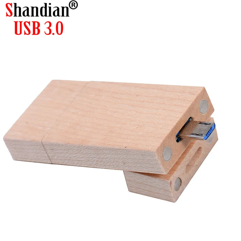 SHANDIAN OTG флеш-накопитель USB 3,0 деревянный u диск смарт-флешка подходит для телефона и ПК USB накопитель 4 ГБ 32 ГБ 64 Гб карта памяти