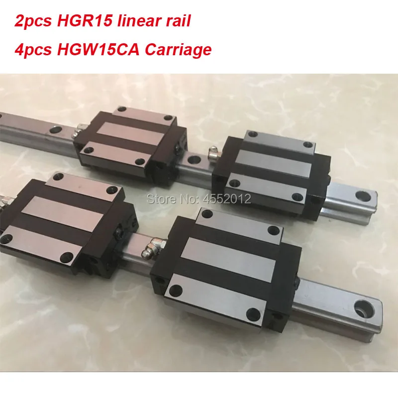 

2pcs linear guide rail HGR15 - 600mm 650mm 700mm 750mm 800 850mm with 4 pcs linear block carriage HGW15CA CNC parts