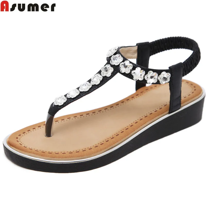 

ASUMER black fashion summer shoes woman casual comfortable sandals women crystal big size 35-42 2018 new arrival