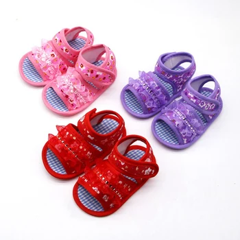 

Summer Toddler Sandals Baby Girl Boy Shoes Princess Floral Hollow Sandals Children Shoes Print Flower Cotton Beach Shoes