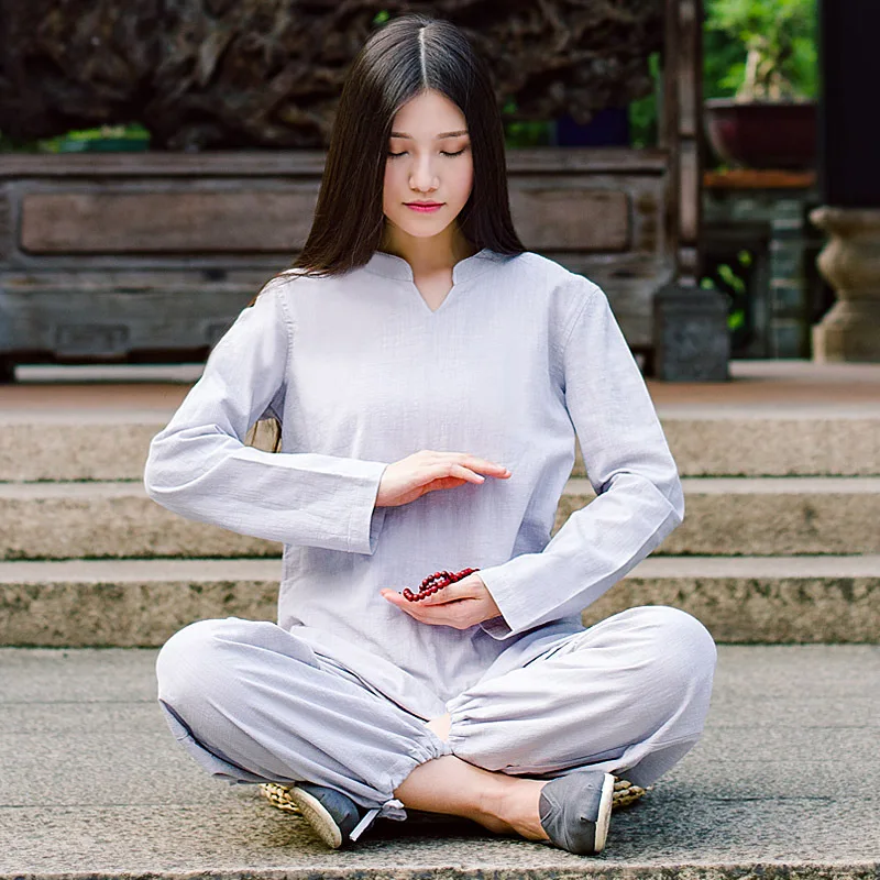 

Women Gym Sport Suits Tracksuits Kong Fu Yoga Shirt Pants Loose Yoga Sportswear Set Large Size Tai Chi Clothing