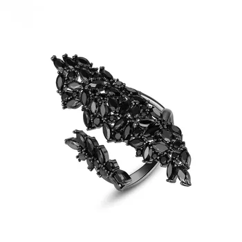 

Bilincolor black cubic zirconia fashion big party open ring for women