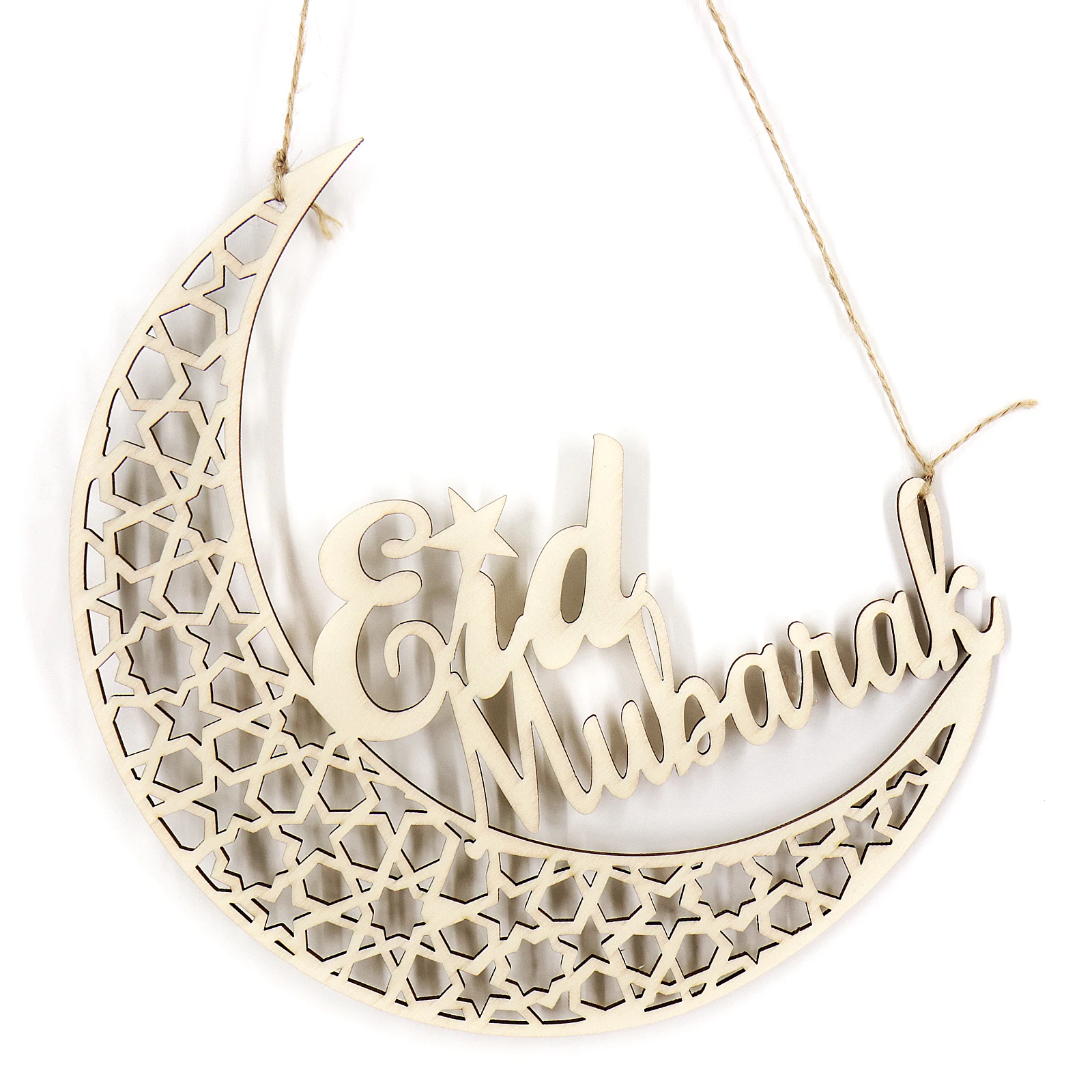 Деревянный венок Eid Mubarak Moon подвесной с подвеской орнамент в виде зубной доски для