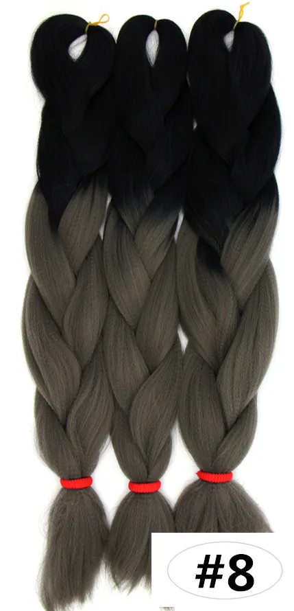 Feibin синтетические вязанные крючком косички для наращивания волос 24 дюйма Омбре цвета - Цвет: #8