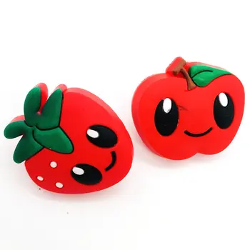 Safety for Kids Lovely Strawberry Handle Soft Rubber Alloy Red Door Cabinet Pulls Single Hole Closet Drawer Kitchen Fruit Knobs