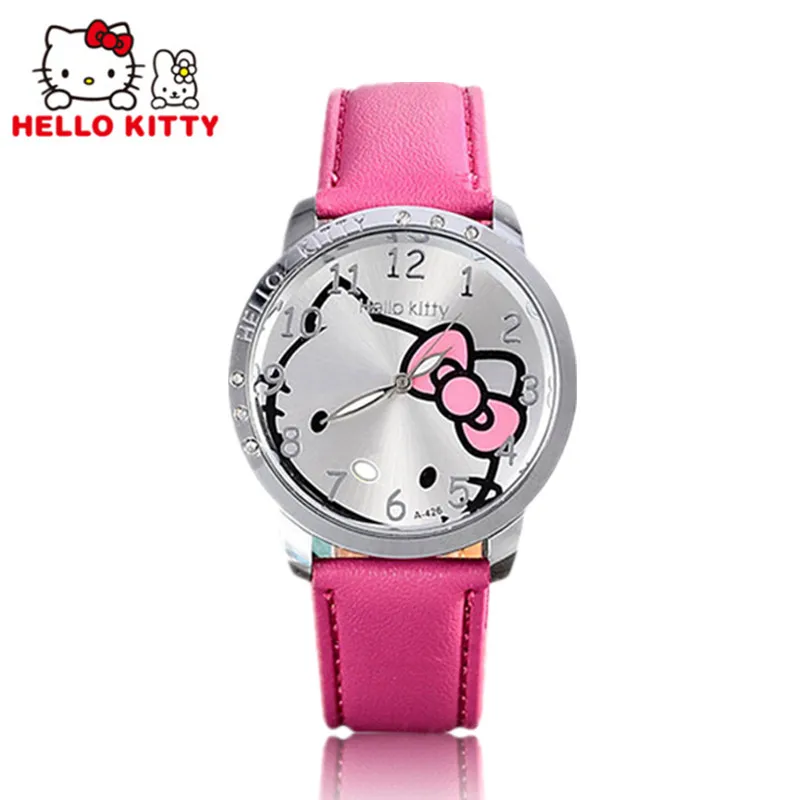 Рисунок «Hello Kitty» часы Для женщин дети милые мультфильм часы Детские кожаный ремешок детей, часы подарок saat montre enfant relogio reloj