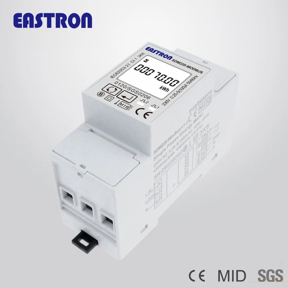 SDM220Modbus MID, 0,25~ 5(100) A 220 В/230 В 50 Гц/60 Гц, однофазный кВтч Ватт час измеритель энергии, с Modbus RTU, MID