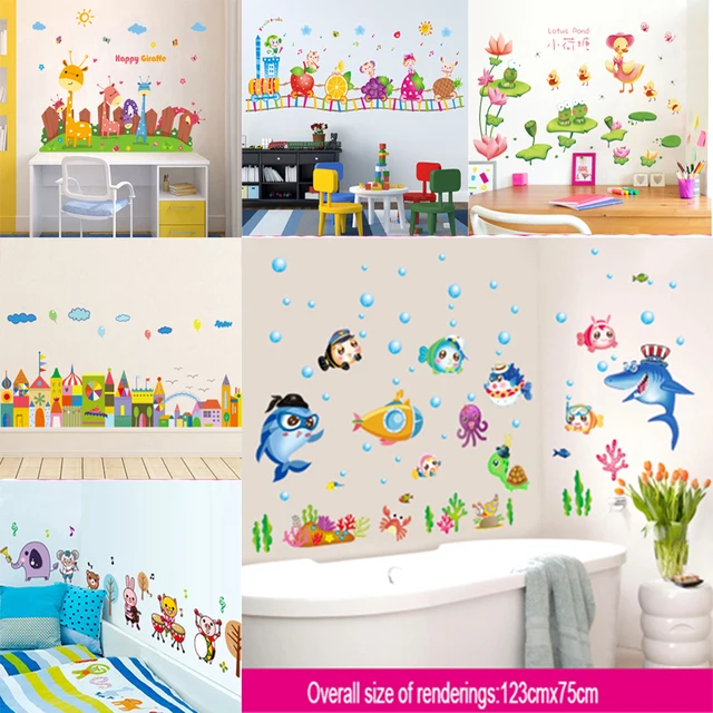 Cartoon Wall Sticker Multi-type Animals Child Room Decor Bathroom Stickers DIY Removable Wall Stickers Cartoon Cute Animals