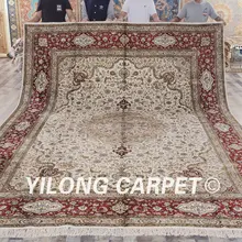 Yilong 10'x14 классический турецкий стиль ручной работы высокое качество ковры большой Шелковый Восточный ковер(ZW004M10x14