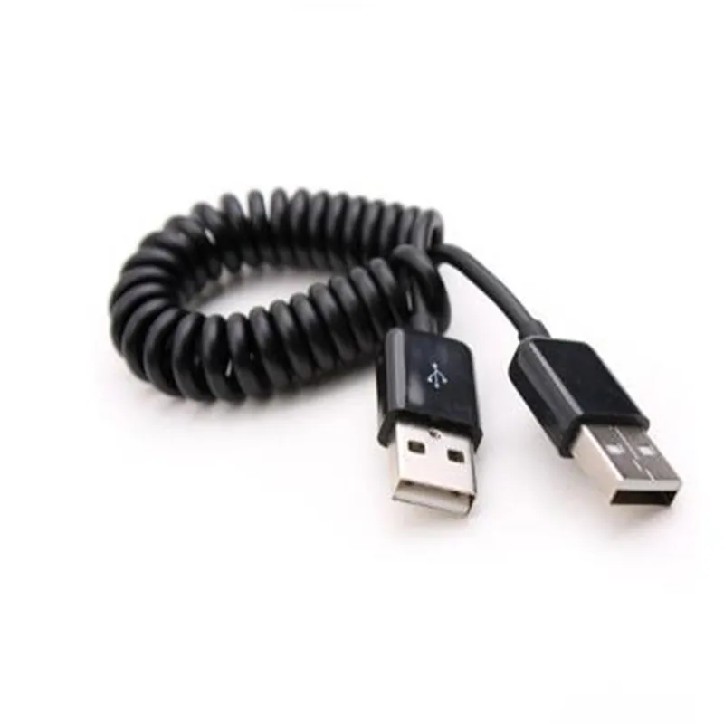 

Black/White USB Cable Retractable Spring Type USB2.0 Male to Male Extension Cable USB Data Cable for Mobile Computer