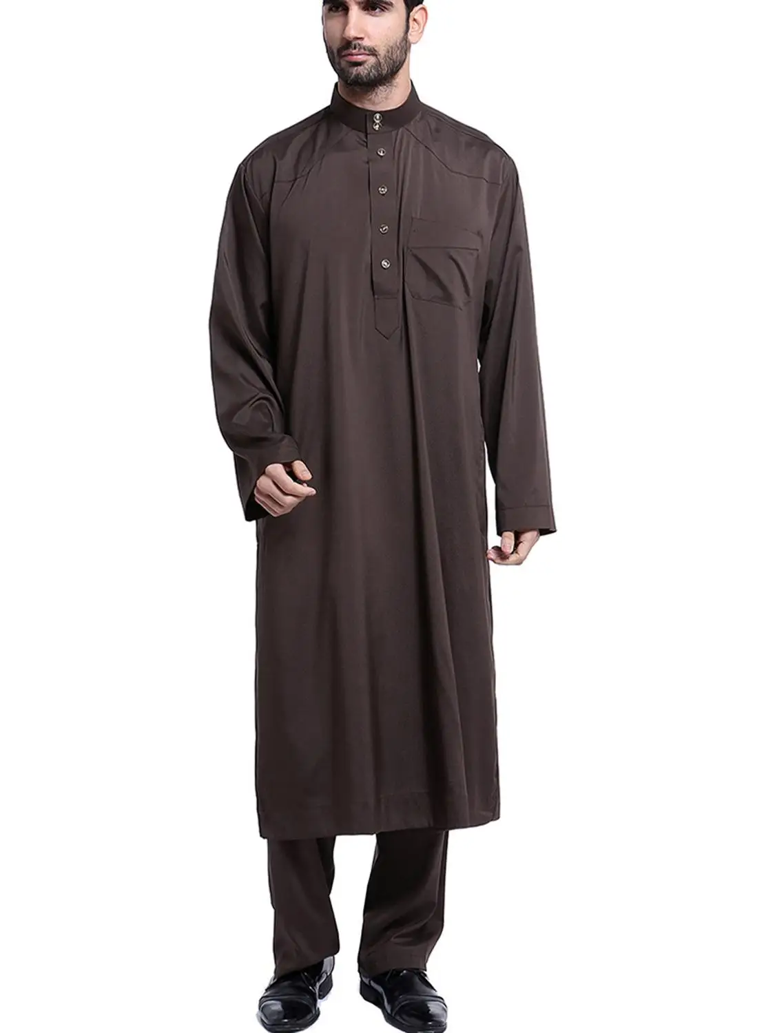 

Muslim Embrodiery Kaftan Saudi Hombra Thobe Arabic Mens Soft Abaya