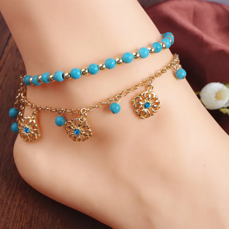 bohemian ankle bracelet cheville enkelbandje flower tassel bracelets for women anklet foot jewelry barefoot sandals | Украшения и