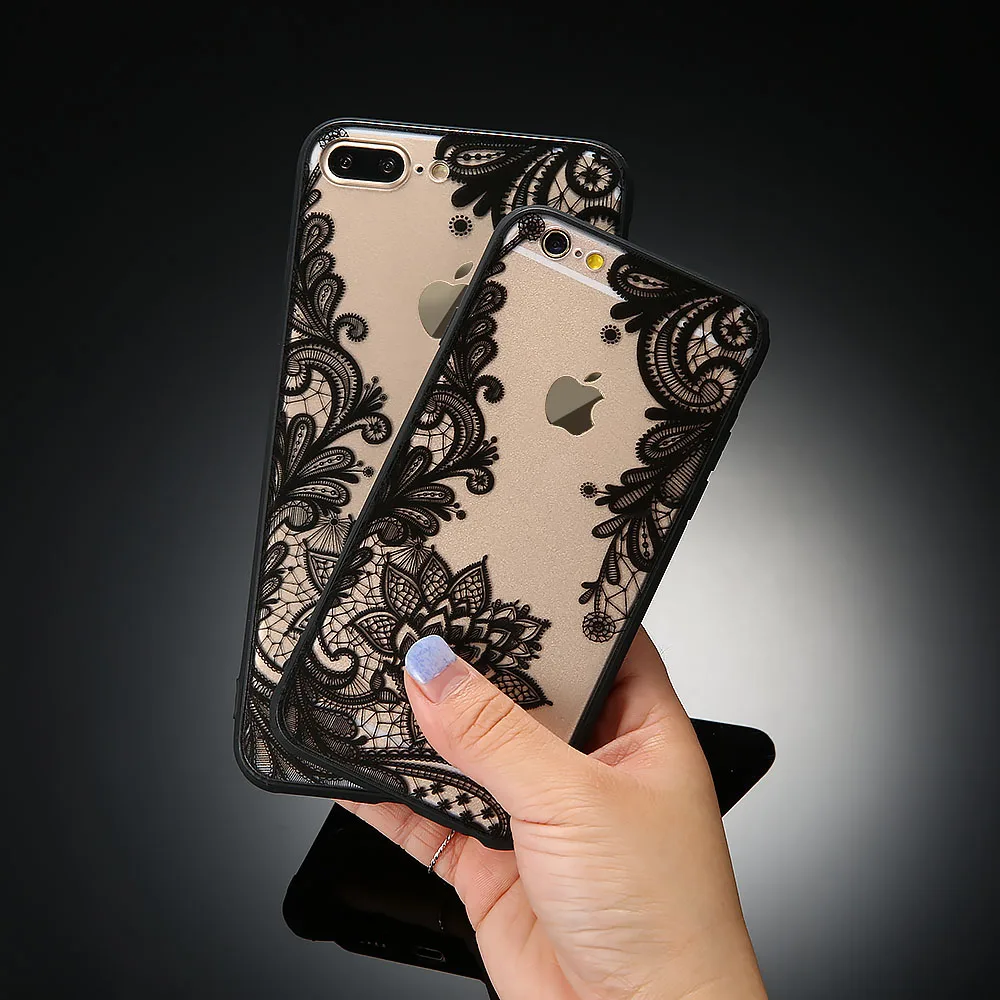 Sexy Retro Floral Phone Case For Apple iPhone 7 6 6s For Galaxy S6 S7 S8 S8 Plus Lace Flower Hard PC+TPU Cases Back Cover Capa cases-for-s8+