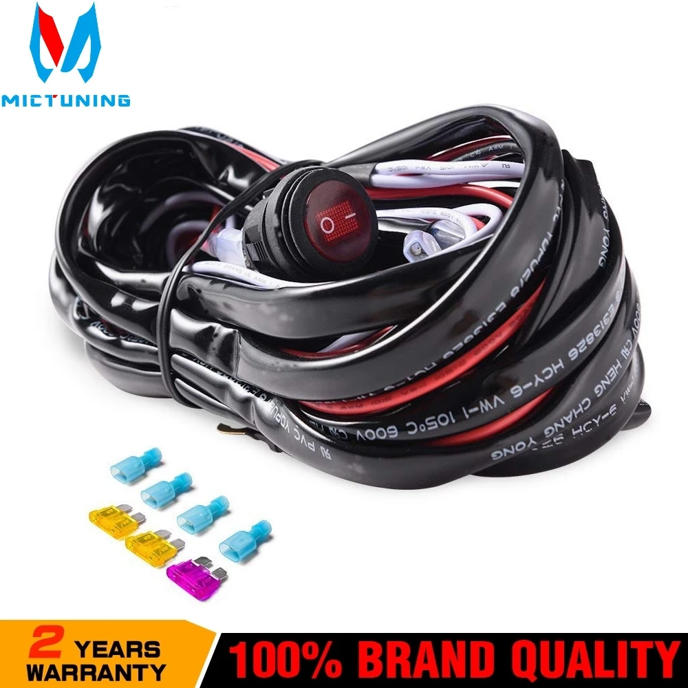 10pcs Car LED Light Bar Wire 3M 12v 24v 40A Wiring Harness Relay Loom