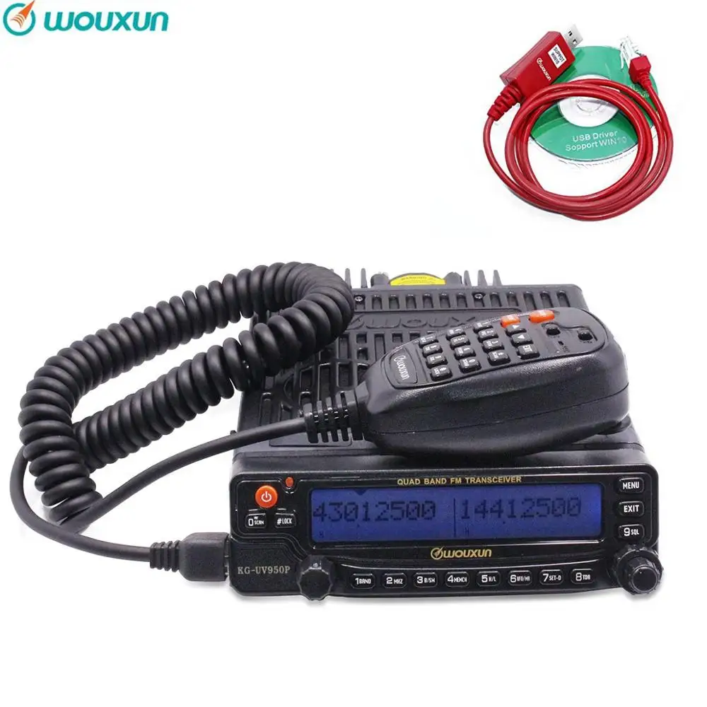Wouxun KG-UV950P четырехдиапазонная передача, восемь диапазонов приема, высокая мощность, мобильный трансивер с несколькими функциями, цифровое радио - Цвет: add usb cable