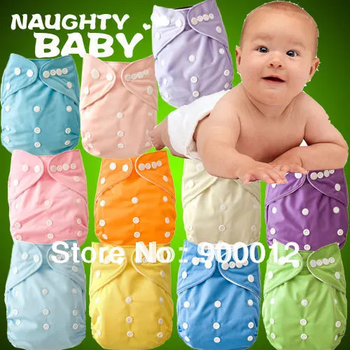 Naughtybaby Все-в-одном Регулируемый простой цвет Двойные застежки Ткань Подгузники 11 различных дизайн детские подгузники с вставками