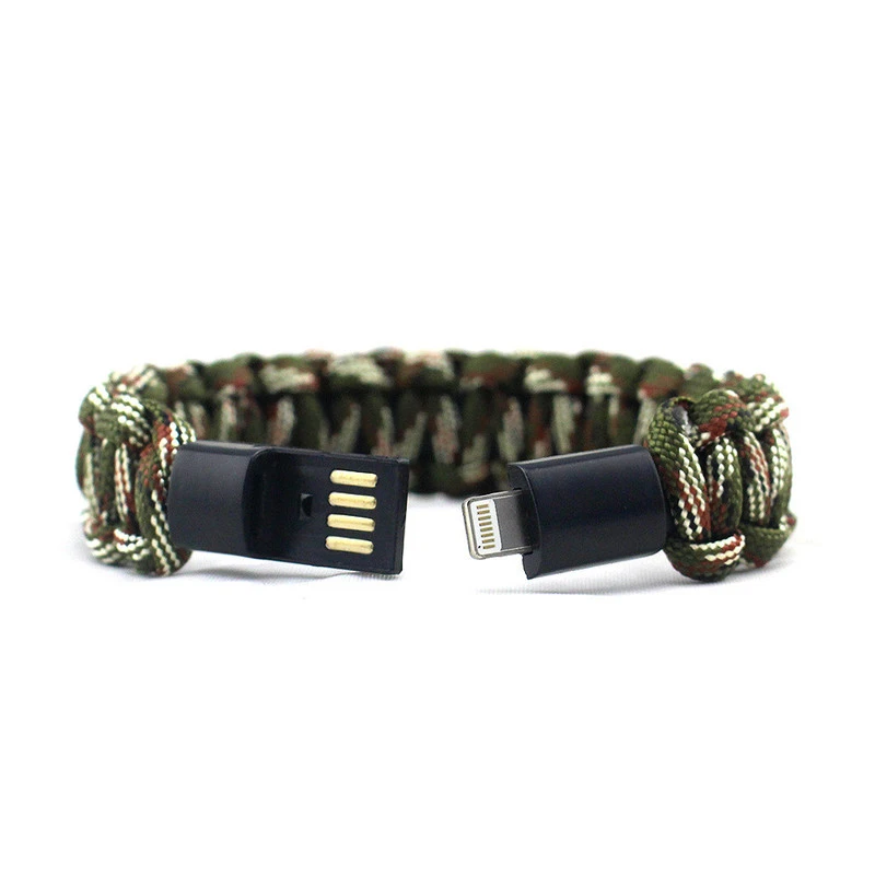 

IOS Charging data line Umbrella rope Hand-woven Bracelets for Men Women's Carry Bangles of Jewelry Seven-core Outdoor survival