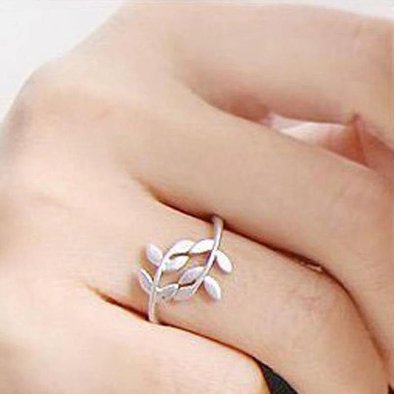 

2018 New Boho Women Leaf Rose Gold Rings For Women Vintage Silver Ring For Ladies Female Wedding Rings Accessories Jewelry