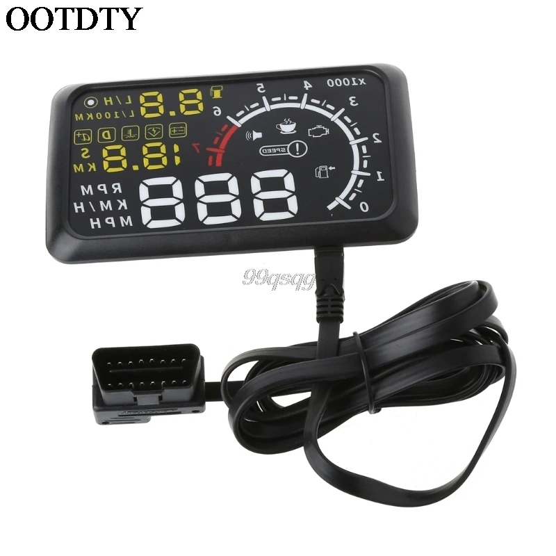 

4C Auto HUD 5.5 Screen Auto OBDII Car hud OBD2 Port Head-Up Display KM/h MPH Overspeed Warning Windshield Projector Alarm System
