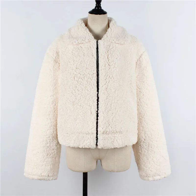 Women's clothing autumn winter short jacket new imitation lamb hair camel color coat warm fur flap fur soft plush fur (7)