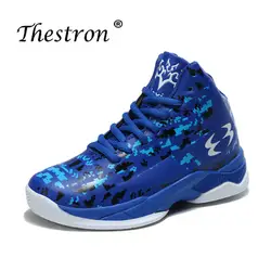 2019 Детский Баскетбол обувь для мальчиков, Сникеры резиновая подошва для мальчиков баскетбольные кроссовки синий черная Корзина мяч