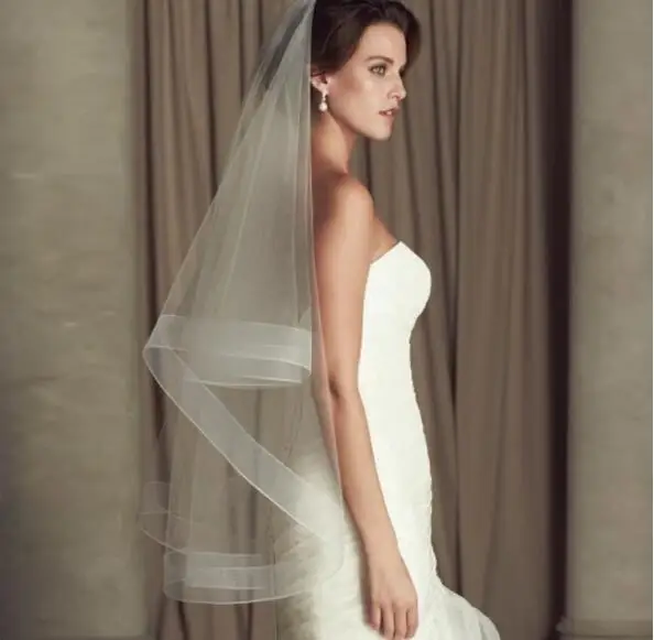 

SuperKimJo Two Layers Cheap Wedding Veils with Comb Soft Tulle Edge Bridal Veil Veu De Noiva Longo
