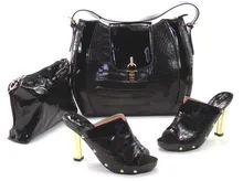 Neue Mode Italienische Schuhe mit Passenden taschen Für Partei SCHWARZE FARBE afrikanische schuhe Und Taschen für Hochzeit 10 CM schuh und tasche set