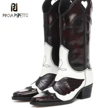 Prova Perfetto/разноцветные ботинки; Кожаные женские ботинки с острым носком и квадратным носком; фирменный дизайн; обувь для верховой езды с вышивкой ангела