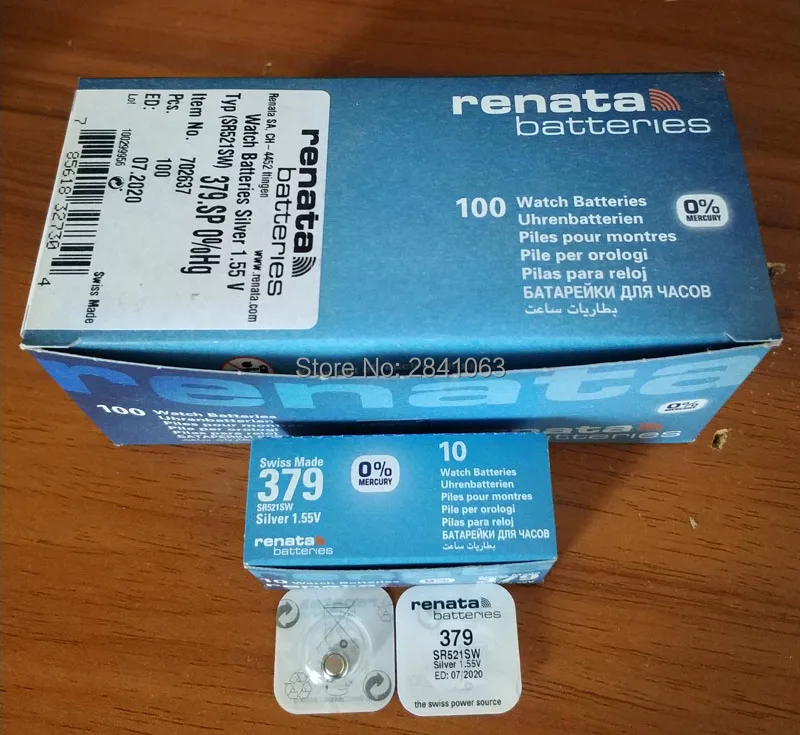 100 шт. часы с оксидом серебра renata 379 SR521SW 521 1 55 V 100% оригинальный бренд батарея |