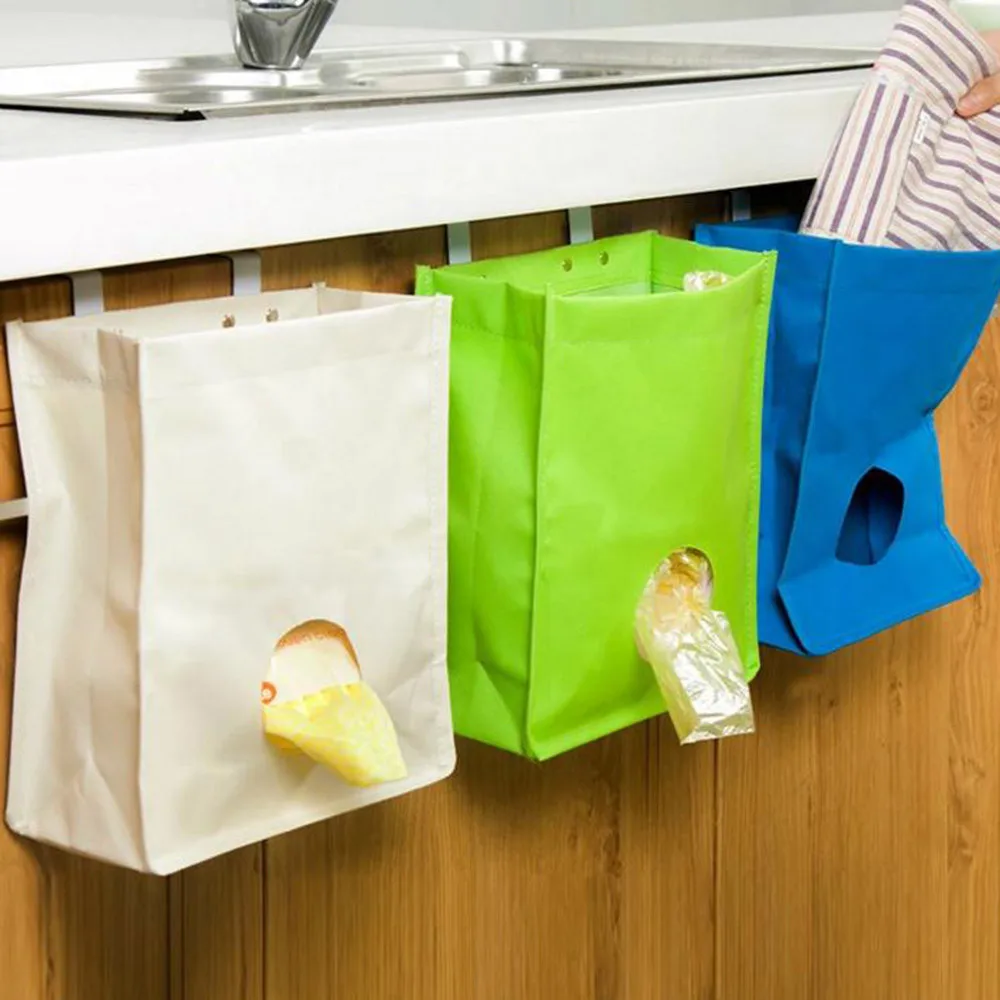 Plastic Organizer Breathable Mesh Garbage Bags Kitchen Hanging Storage