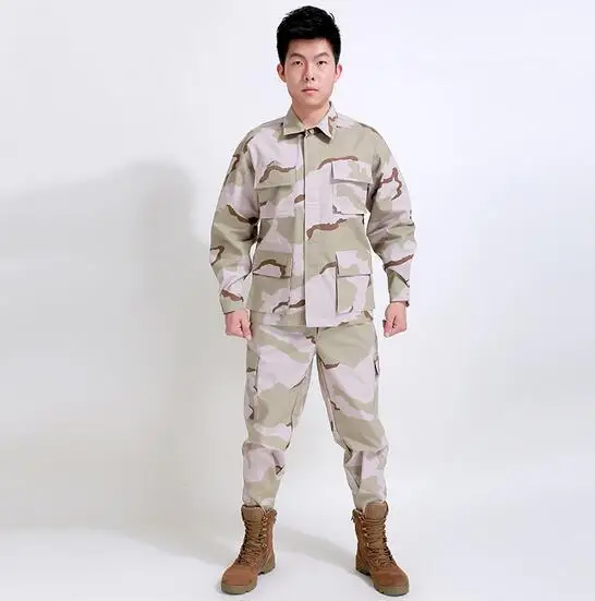 BDU Military тактический армейский комплект одежды, тактический Камуфляжный Пейнтбол униформа, боевое пальто и брюки - Цвет: Sand Camo