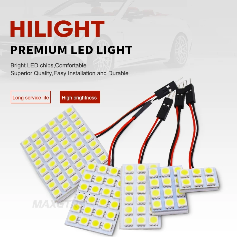 10x T10 BA9S гирлянда C5W C10W 6/12/18/24/48 SMD 5050 Светодиодный белый светильник 12V светодиодный чтения Панель салона Купол светильник 3 Адаптеры для сим-карт