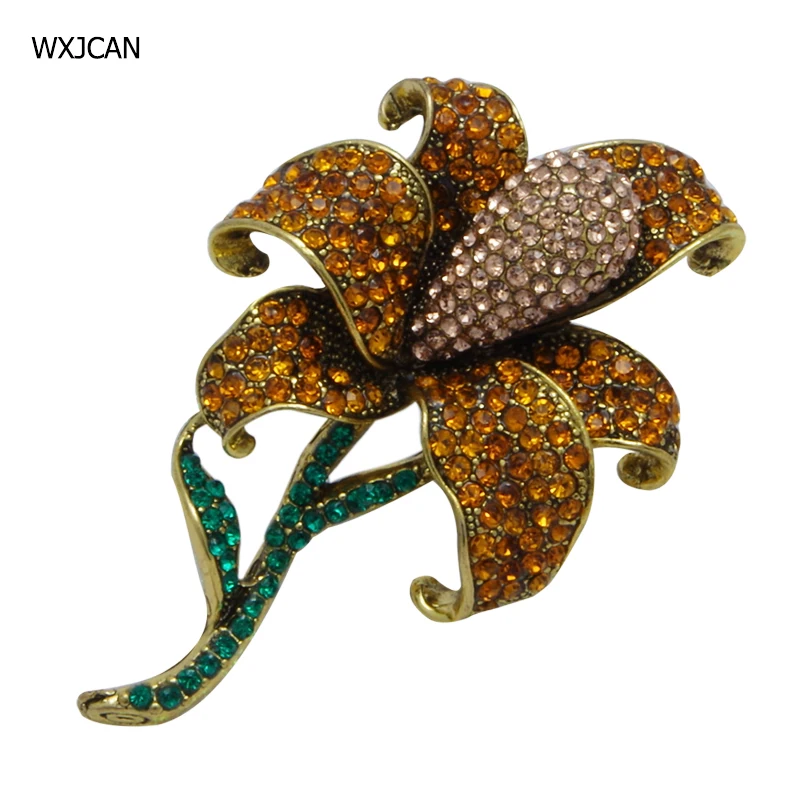 

WXJCAN luxury rhinestone flower brooch and pendant dual use Large vintage women boutonniere broche broszka Size 70mm*45mm