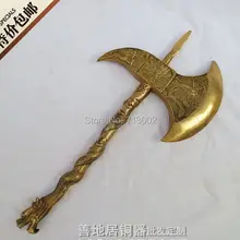 Винтаж Медь AX ручка ДРАКОН фэн-шуй инструменты, используемые чтобы отогнать злых