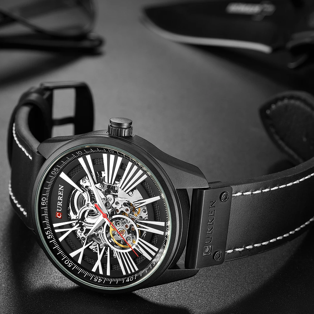 آلي الميكانيكية ووتش الرجال العلامة التجارية التلقائي ووتش رجالي جلدية للماء الأعمال ووتش الرجال كوارتز ساعة رجل Relogios
