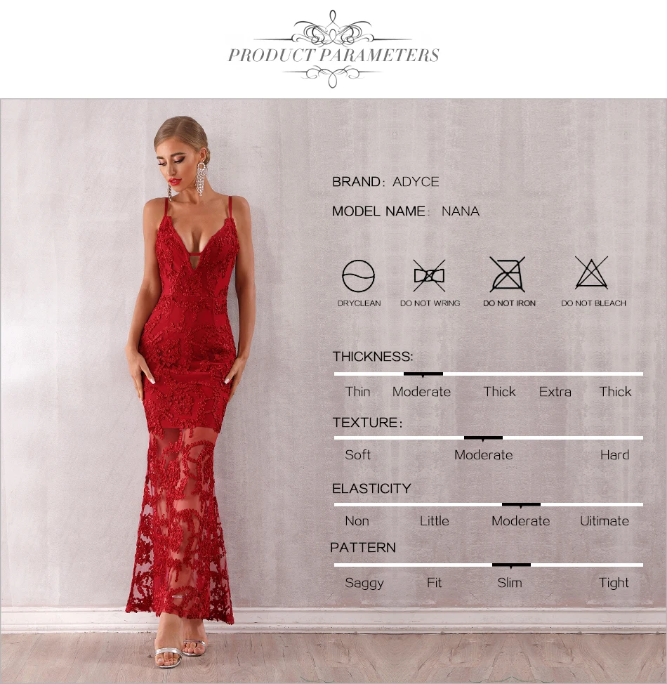 Женское облегающее платье ADYCE, красное кружевное клубное платье макси на бретелях-спагетти с V-образным вырезом, вечернее повязка платье знаменитости, лето