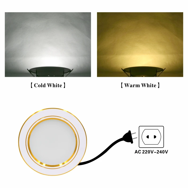 Светодиодный потолочный светильник, белый/теплый белый, 5 Вт, 9 Вт, 12 Вт, 15 Вт, 18 Вт, светодиодный потолочный светильник, Круглый, встраиваемый, AC 220 В, 230 В, 240 в, тип, потолочный светильник