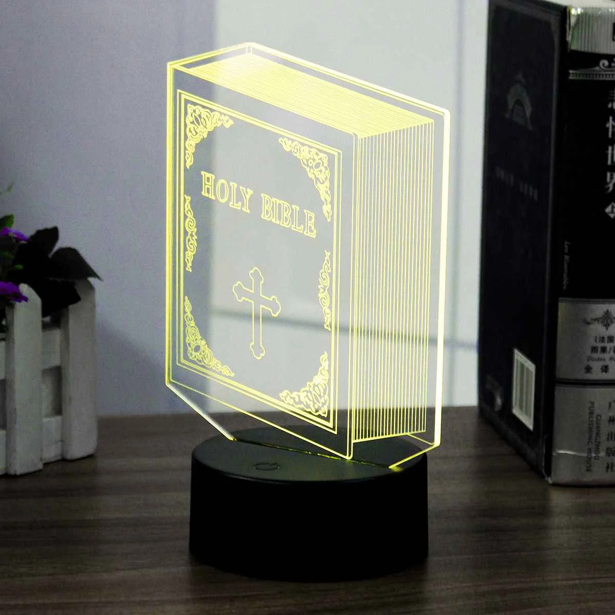 

Colorful 3D Acrylic LED Bible Book Shape 7 Color Change Night Light Table Desk Lamp Gift Home Bedroom Decor