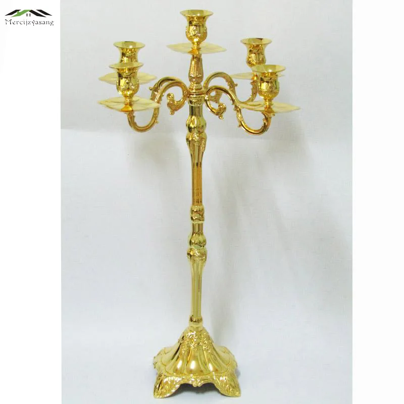 65CM Height Candelabras Metal Silver/Gold Candelabrum With Candle