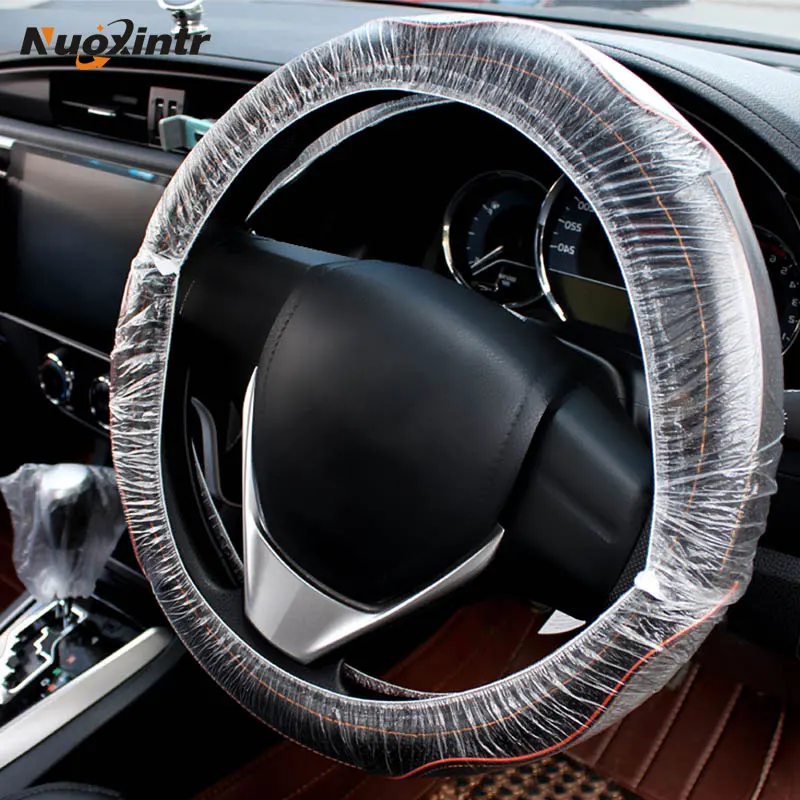 

Nuoxintr 100pcs Universally Car Steering Wheel Covers Disposable Plastic Steering Wheel Vehicle Maintenance Beauty Disposable